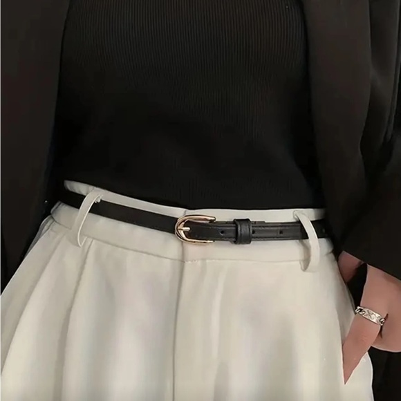 Zara Black faux Leather Belt with Silver Buckle main image 5